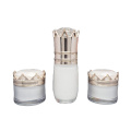 5g 30g 10ml In Stock Set Crown White Empty Plastic Lotion Bottle Acrylic Cream Jar Set For Cosmetic Packaging